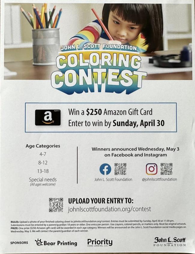 Kid's Coloring Contest in the Junction Sunday April 16 Westside Seattle